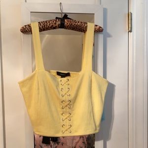 F21 Yellow Bustier Crop Top